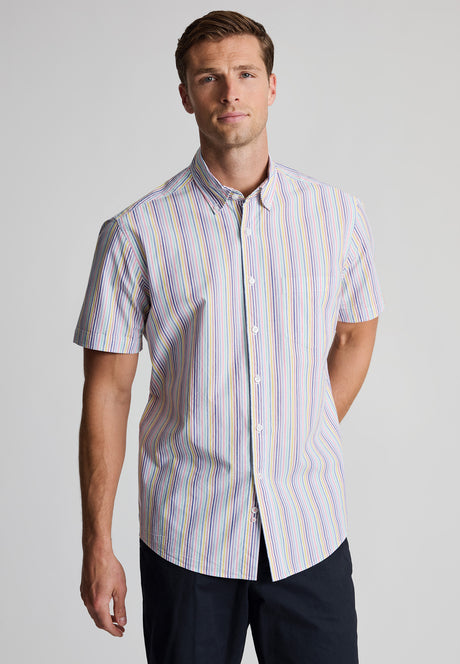 Regular Fit Multicoloured Stripe Portofino Short Sleeve Shirt