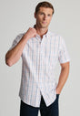 Regular Fit Pink Tattersall Check Oxford Cotton Short Sleeve Shirt