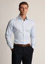 Tailored Fit Blue Fine Stripe Cotton Shirt - front