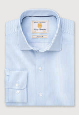Tailored Fit Blue Fine Stripe Cotton Shirt - detail