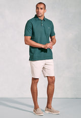 Agassi Teal Garment Washed Pure Cotton Piqué Polo Shirt