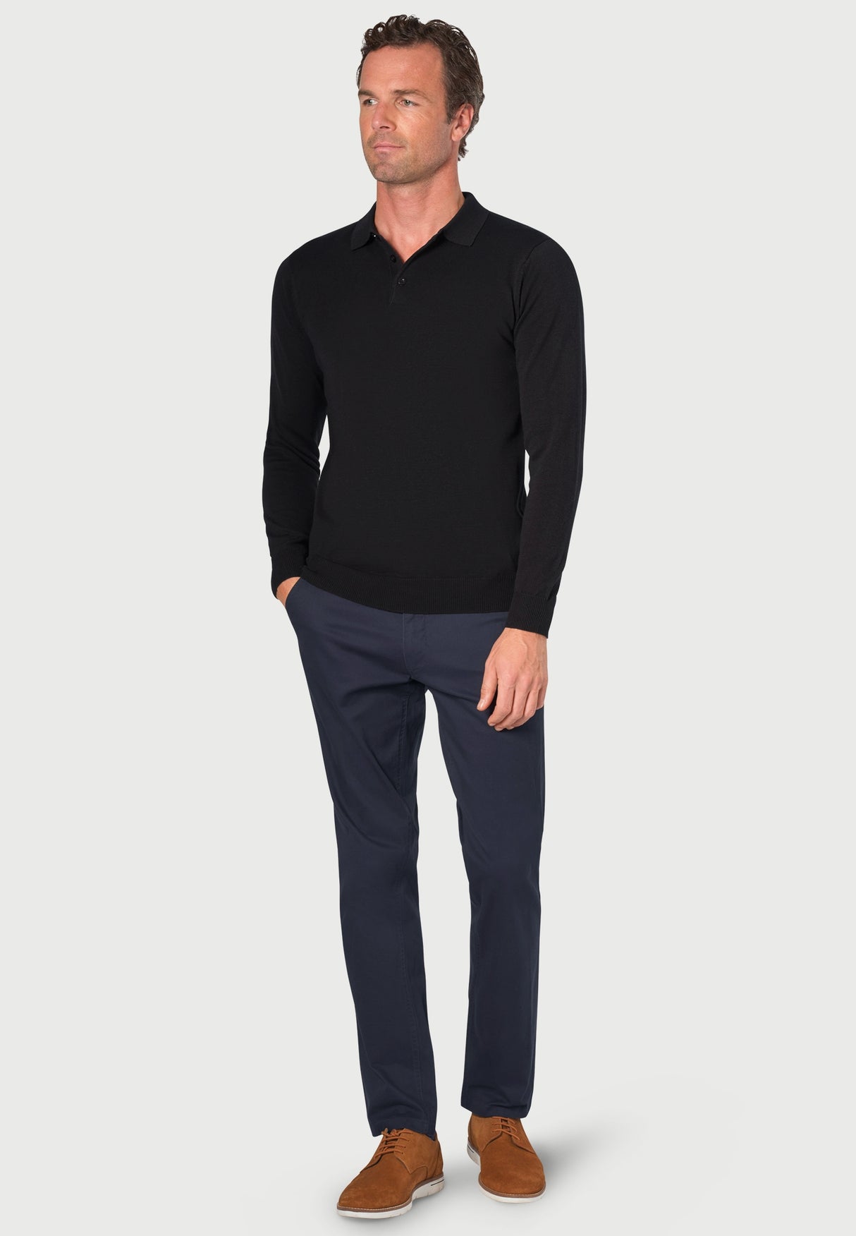 Casper Black Long Sleeve Polo Shirt