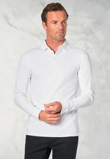Frederick White Long Sleeve Stretch Cotton Polo Shirt