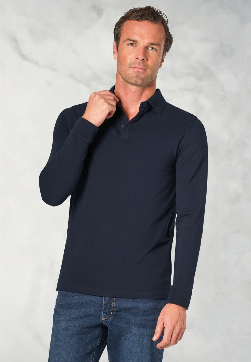 Frederick Navy Long Sleeve Polo Shirt
