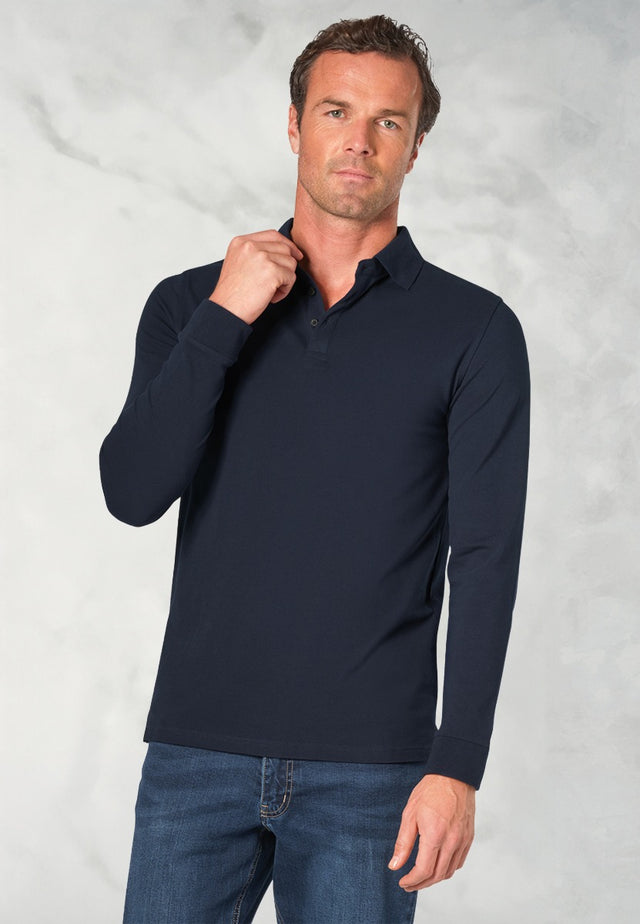 Frederick Navy Long Sleeve Polo Shirt