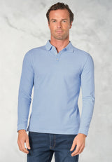 Frederick Sky Blue Marl Long Sleeve Polo Shirt