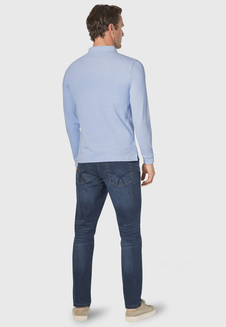 Frederick Sky Blue Marl Polo Shirt detail