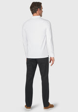 Frederick White Long Sleeve Stretch Cotton Polo Shirt