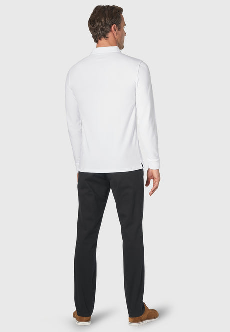 Frederick White Long Sleeve Stretch Cotton Polo Shirt