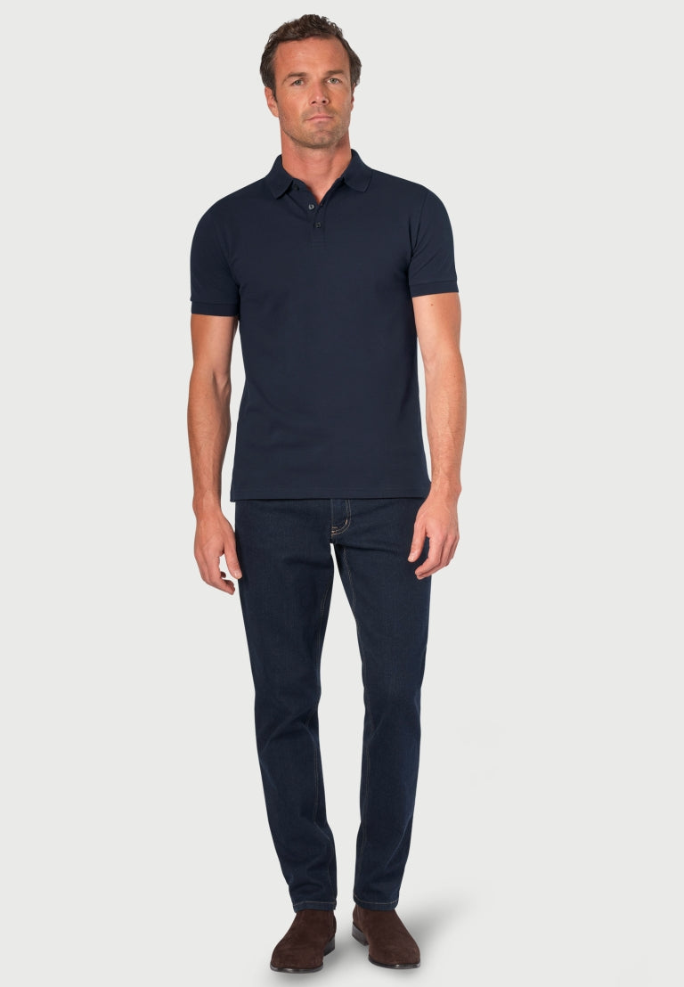 Hampton Navy Stretch Cotton Polo Shirt