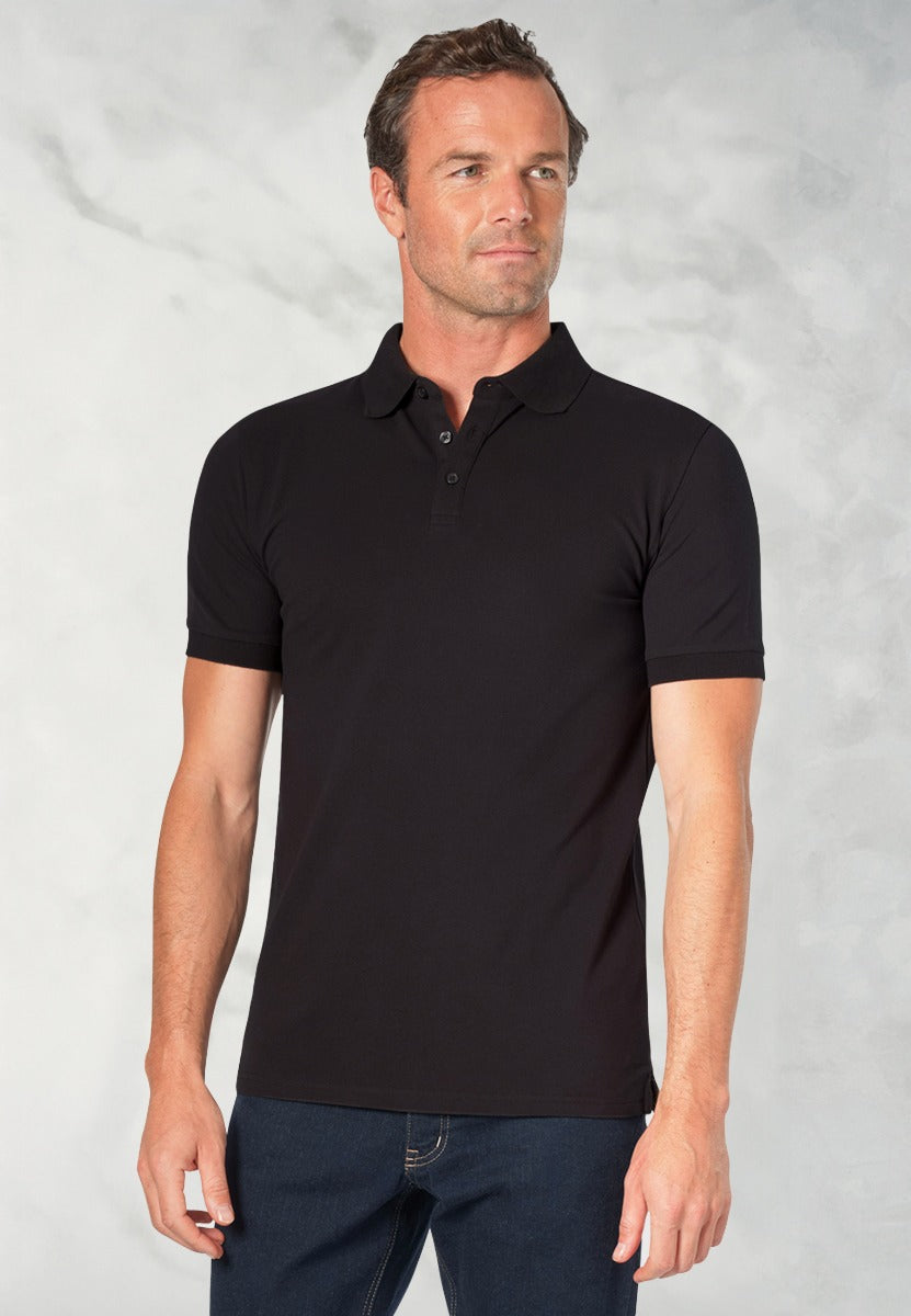 Hampton Black Stretch Cotton Polo Shirt