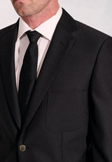 Regular Fit Henley Black Wool Blend Blazer