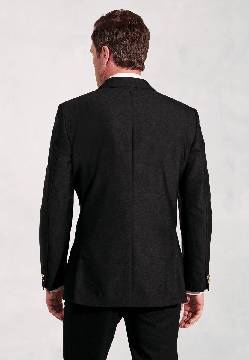 Regular Fit Henley Black Wool Blend Blazer