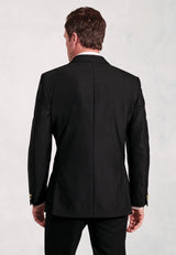 Regular Fit Henley Black Wool Blend Blazer