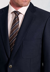 Regular Fit Henley Navy Wool Blend Blazer