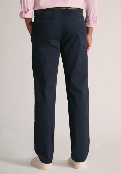 Tailored Fit Leo Navy Stretch Cotton Chinos - detail