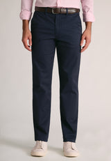 Tailored Fit Leo Navy Stretch Cotton Chinos - front