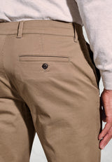 Tailored Fit Leo Tan Stretch Cotton Chinos - fabric