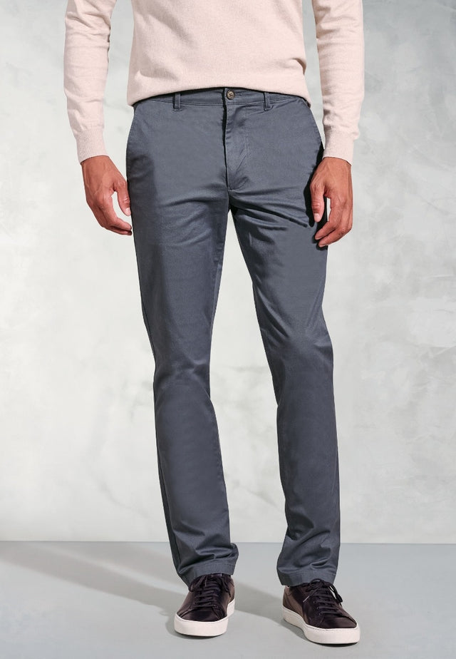 Tailored Fit Leo Air Force Blue Stretch Cotton Chinos - front