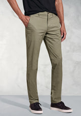 Tailored Fit Leo Olive Stretch Cotton Chinos - front