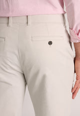Tailored Fit Leo Stone Stretch Cotton Chinos - fabric