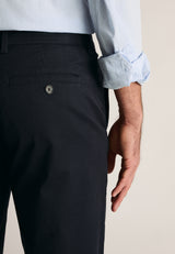 Tailored Fit Leo Midnight Stretch Cotton Chinos - fabric