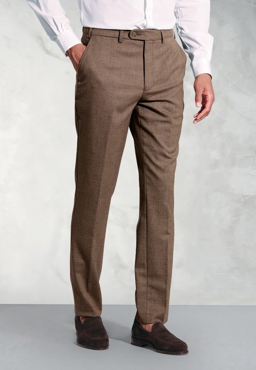 Regular Fit Olney Caramel Flannel Trousers