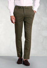Regular Fit Olney Olive Flannel Trousers