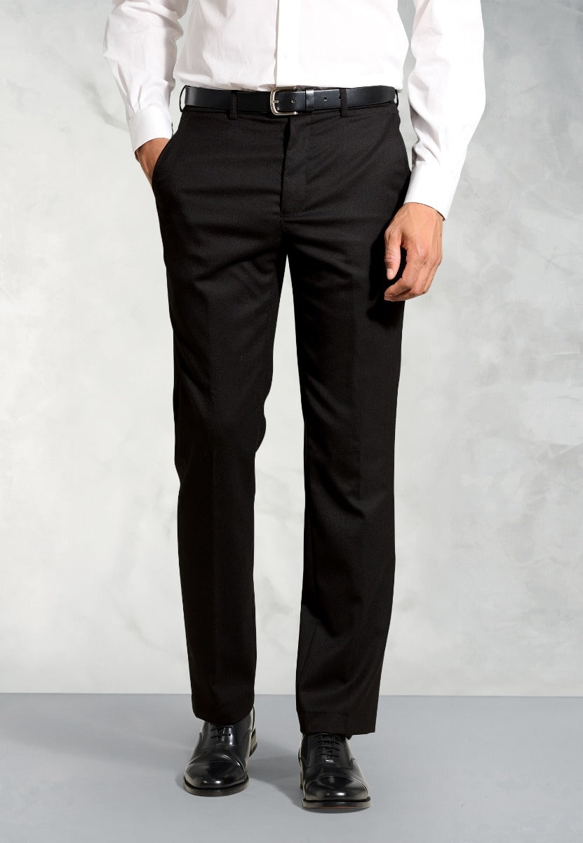 Regular Fit Olney Black Flannel Trousers