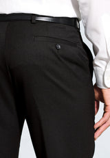 Regular Fit Olney Black Flannel Trousers