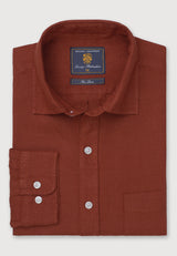 Regular Fit Rust Pure Linen Shirt