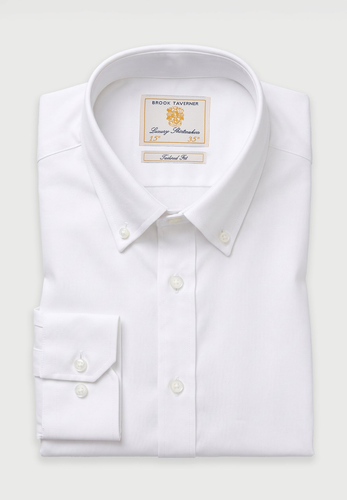 Tailored Fit White Pique Cotton Blend Shirt