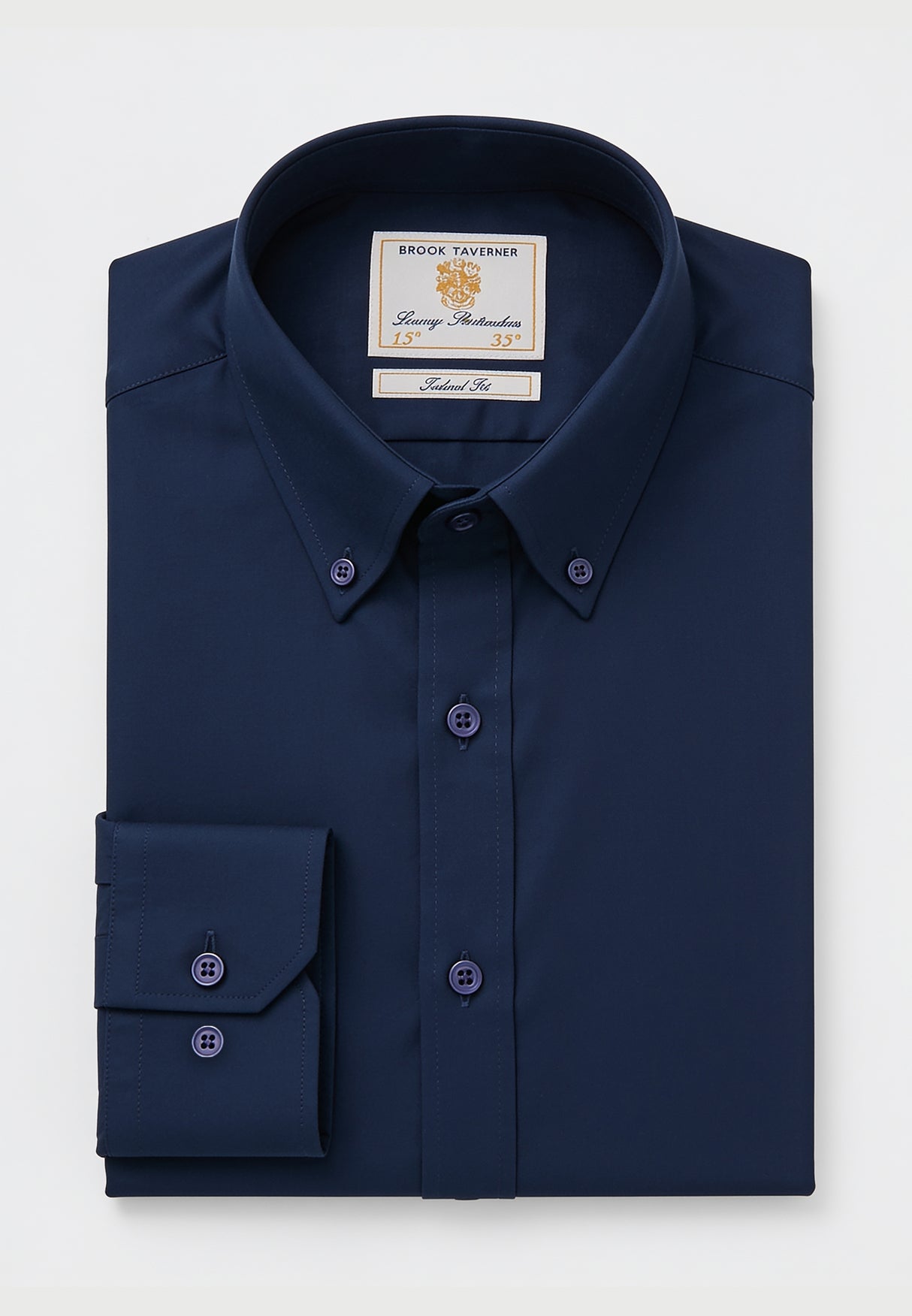 Tailored Fit Navy Pique Cotton Blend Shirt
