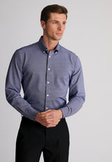 Tailored Fit Denim Pique Cotton Blend Shirt