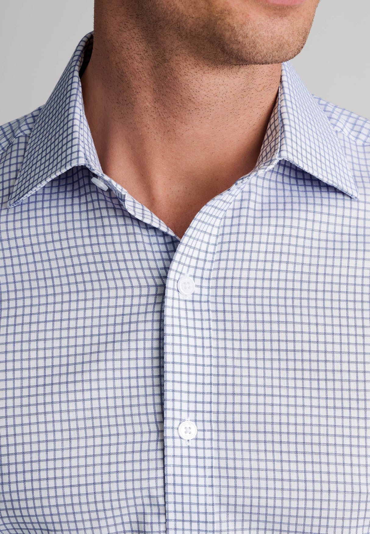 Tailored Fit Navy Check Cotton Shirt