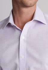 Tailored Fit Lilac Check Cotton Shirt