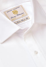 Regular Fit White Marcella Front Double Cuff Cotton Dress Shirt