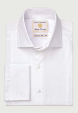 Regular Fit White Marcella Front Double Cuff Cotton Dress Shirt