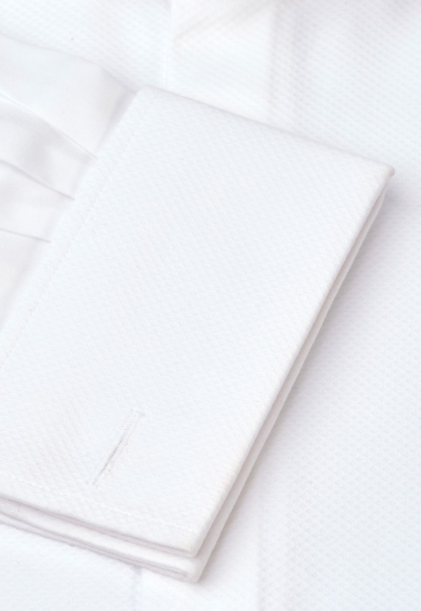 Regular Fit White Marcella Front Double Cuff Cotton Dress Shirt