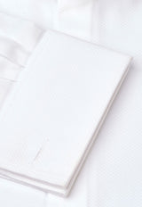 Regular Fit White Marcella Front Double Cuff Cotton Dress Shirt
