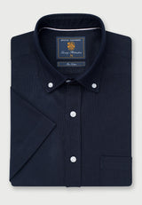 Regular Fit Navy Cotton Oxford Short Sleeve Shirt