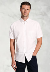 Regular Fit White Cotton Oxford Short Sleeve Shirt