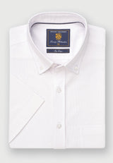 Regular Fit White Cotton Oxford Short Sleeve Shirt