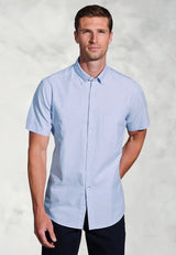 Regular Fit Sky Blue Cotton Oxford Short Sleeve Shirt