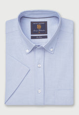 Regular Fit Sky Blue Cotton Oxford Short Sleeve Shirt