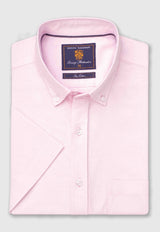 Regular Fit Pink Cotton Oxford Short Sleeve Shirt