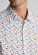 Regular Fit Multicoloured Fish Print Short Sleeve Shirt