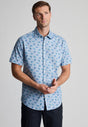 Regular Fit Blue Crab Print Short Sleeve Shirt
